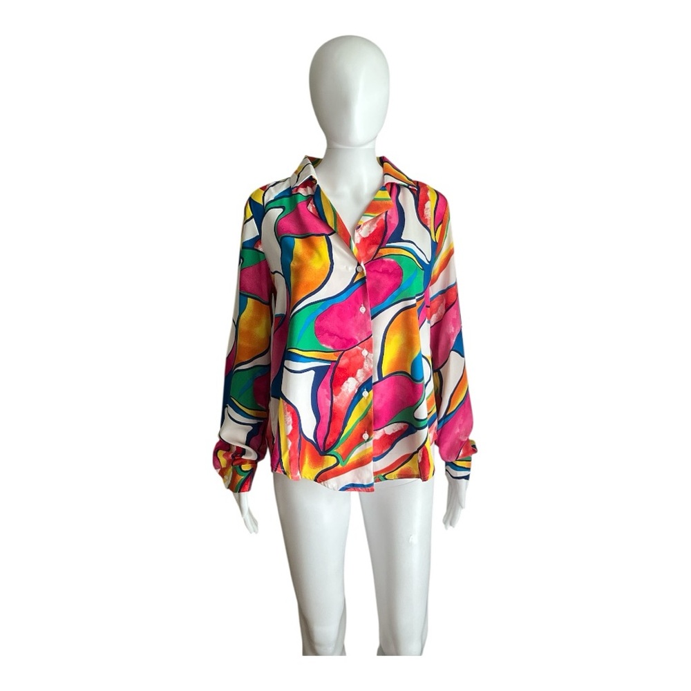 Fashion Nova Colorful Abstract Women's Top Size M